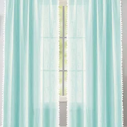 HOMEMONDE Blue & White 2 Pieces Sheer Window Curtains-image-57