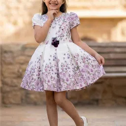 Lagorii Floral Print Puff Sleeve Crepe Fit & Flare Dress-picture-21