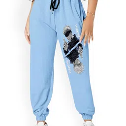 SAAHASAM Women Printed Relaxed Loose Fit Joggers Trousers-picture-18