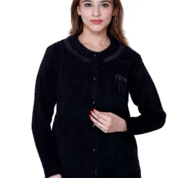 FASHSTORE Women Woollen Cardigan with Applique Detail-picture-25