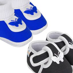 NESKA MODA Newborn Pack of 2 Pair 3 To 12 Month Unisex Baby Cotton Butterfly Soft Shoe Booties-picture-39