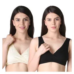 Morph Maternity Pack Of 2 Leak Proof Sleep Nursing Bras - Black & Cream-picture-31