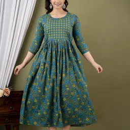 Tulsiram Women Floral Printed Pure Cotton Maternity Ethnic Dress-picture-15