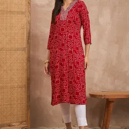 CHETI Women Viscose Rayon Printed Hand Work Emblished Kurti-image-10