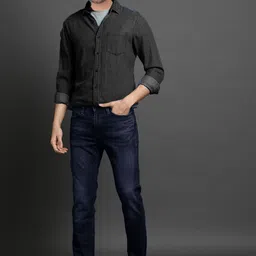 fineblu Men Slim Fit Low Distress Light Fade Stretchable Jeans image 3