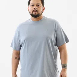 Snitch Men Plus Size Solid Round Neck Pure Cotton T-shirt-picture-31