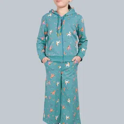 PLUM TREE Girls Printed Hooded Collar Pure Cotton Printed Sweatshirt With Pants-picture-24