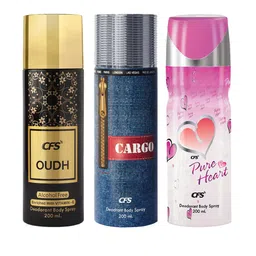 CFS Set Of 3 Fine Fragrances Deodorant Body Spray- Oudh- Cargo- Pure Heart- 200ML Each image 2