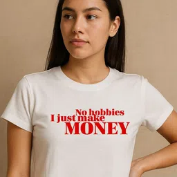 Art By Ritik Women No Hobbies Just Money Crop Tee image 3