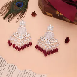 DIVASTRI Gold-Plated Brass Artificial Beads Drop Earrings image 5