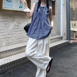 StyleCast Women Checked Tie-Ups Top image 5