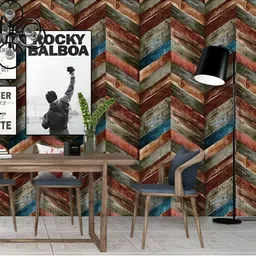 INDIAN ROYALS Blue & Brown Cross Stripes Printed Self-Adhesive & Durable Wall Sticker image 4