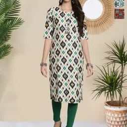 HERE&NOW Selection Of 3 Ethnic Motifs Printed Round Neck Straight Kurta-picture-19