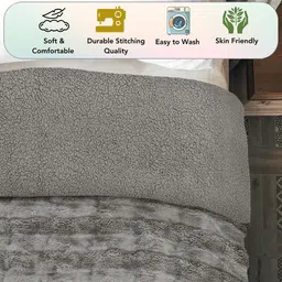 Myntra Elegant Homes Taupe & Grey Woollen Mild Winter 600 GSM Comforter image 5