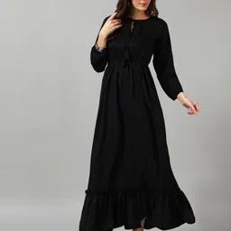 Raiyani Fashion Women Solid Tie-Up Neck Fit and Flare Dress-picture-39