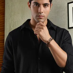 Metronaut Men Textured Spread Collar Shirt image 3