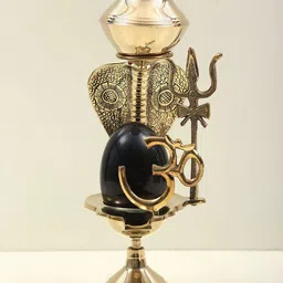 Exotic India Black & Gold-Toned Textured Brass Shiva Linga-image-9