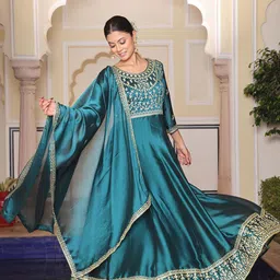 KALINI Embroidered Semi-Stitched Dress Material-picture-10