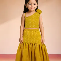VASTRAMAY Girls Floral Embroidered Sequinned Georgette Ready to Wear Lehenga Choli-picture-14