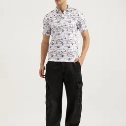 HSNT Men Geometric Printed Polo Collar Cotton Oversized T-shirt image 3