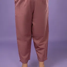 Sizeupp Women Solid Pleated Mid-Rise Cotton Trousers-image-65