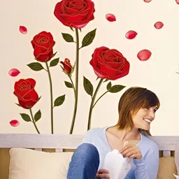 WOLPIN Red & Green Floral Printed Waterproof Wallpaper image 4