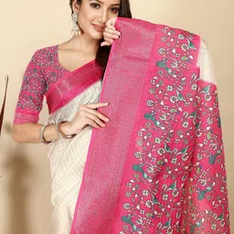 SSHAGUN LIFESTYLE Floral Printed Zari Bandhani Saree image 3