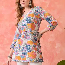 DEEPYOG APPAREL Floral Print Ruffles Cotton Top image 3