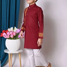AHLAN APPARELS Boys Ethnic Motifs Printed Cotton Kurta with Pyjama image 5