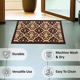 Kuber Industries 3-Pcs Brown 7 Beige Jacquard Rectangular Anti-Skid Doormats image 4
