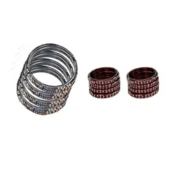 SOMIL Women Set of 2 Grey & Maroon Bangles-picture-21