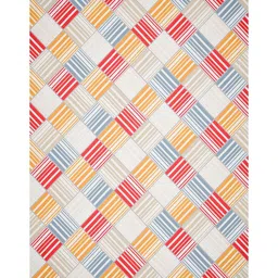 RUBOXA White & Orange Geometric Cotton 350 TC Double King Bedsheet Set-2.54 m x 2.28 m image 2