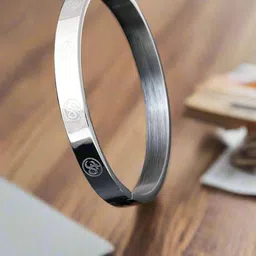 The Roadster Lifestyle Co Men Temple Silver-Plated Kada Bracelet-image-29