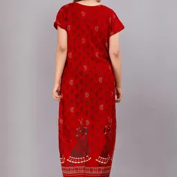 AAKARSHANA CREATION Red Pure Cotton Maxi Printed Nightdress image 5
