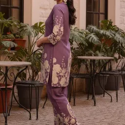szn Lavender Printed Tunic and Trousers Co-Ords image 4