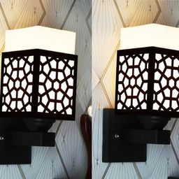 Gojeeva Black Wood Square Shaped Wall Lamp-picture-4