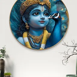 SAF Blue & Gold-Toned 1 Piece Wood Religious Wall Paintings-picture-30