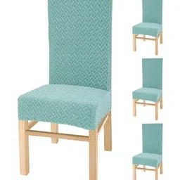 Yellow Weaves Sea Green 4 Pieces Textured Jacquard Elasticated Stretchable Chair Covers-image-56