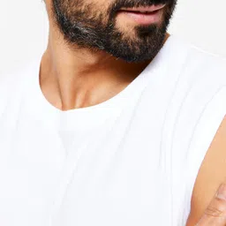 domyos Men's Stretchy Fitness Tank Top 500 - Ultra White image 3