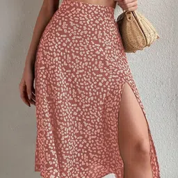 StyleCast Floral Printed A-Line Midi Skirts image 5