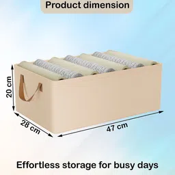 Aura Set of 4 Beige Foldable Steel Frame Cloth Organizer With Handles image 2