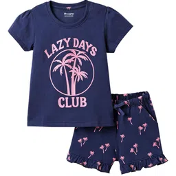 Honeyhap Girls Printed Pure Cotton Top & Shorts Night suit-image-53