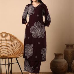 FASHOR Floral Printed Straight Fit Tunic & Trousers Co-Ord Set-picture-26