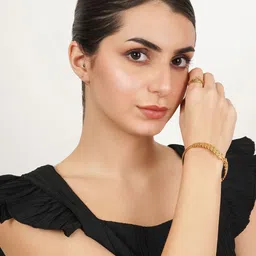 JEWILLEY Women Gold-Plated Kada Bracelet image 5