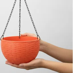 Virajsanchi 3-Pcs Green & Pink Textured Hanging Planters image 3