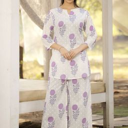 7Threads Printed Cotton V-Neck Tunic With Palazzos Co-Ords-picture-14