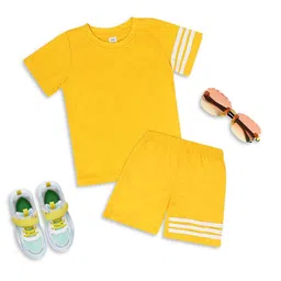 High Street Clothing Co Kids Striped Round Neck T-shirt With Shorts-image-42