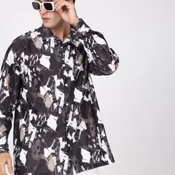 The Roadster Lifestyle Co Abstract Printed Cubans Collar Cotton Oversized Fit Casual Shirt-picture-15