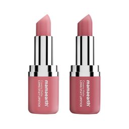 Mamaearth Set Of 2 Creamy Matte Long Stay Lipstick 4.2g Each - Hibiscus Nude & Rose Nude-picture-1