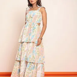 LOVEPRASHA Floral Printed Georgette Maxi Dress image 3